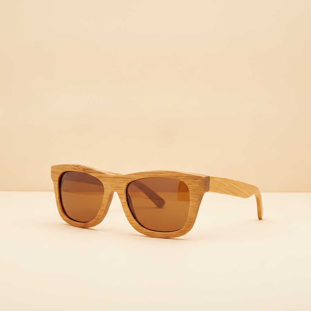 Retro Square Sunglasses UV400 Bamboo Brown Frame Mirrored Coated Multicolor Lenses