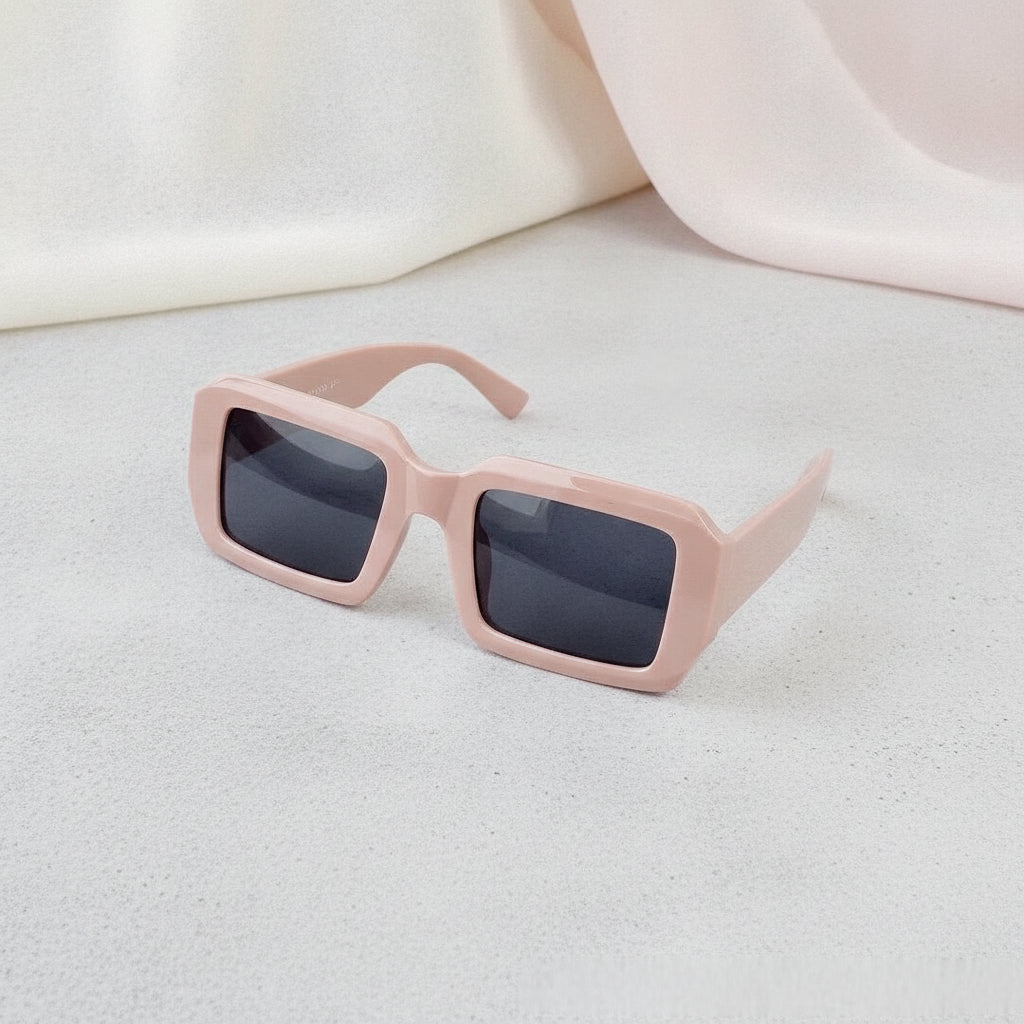 Rectangular Oversized PC Sunglasses Unisex Fashion Outdoor Sports, in Pink Frame Black And Grey Lens