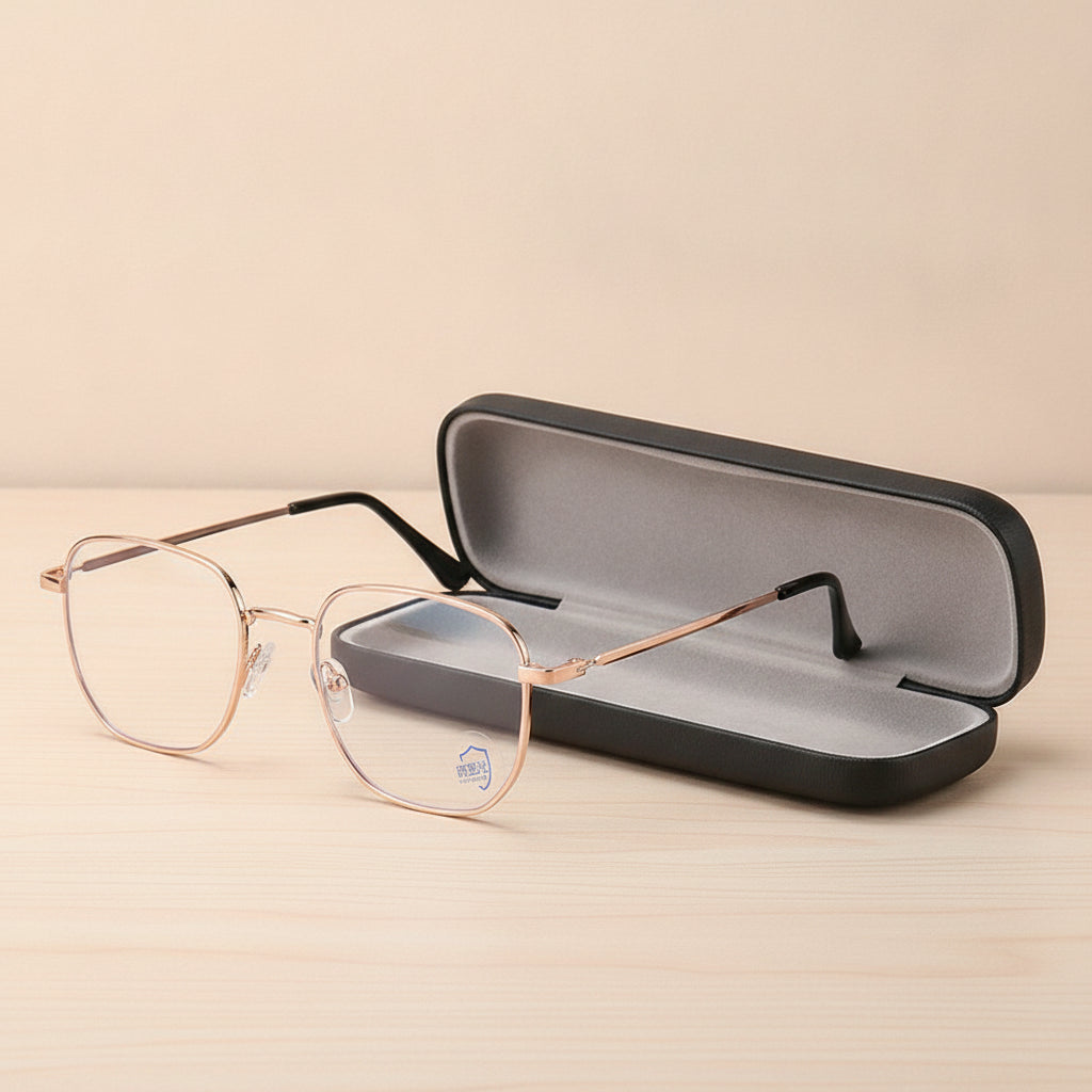 Men Women Rectangle Sunglasses UV400 Alloy PC Square Design Vintage Minimalist, in Gold-Style2525