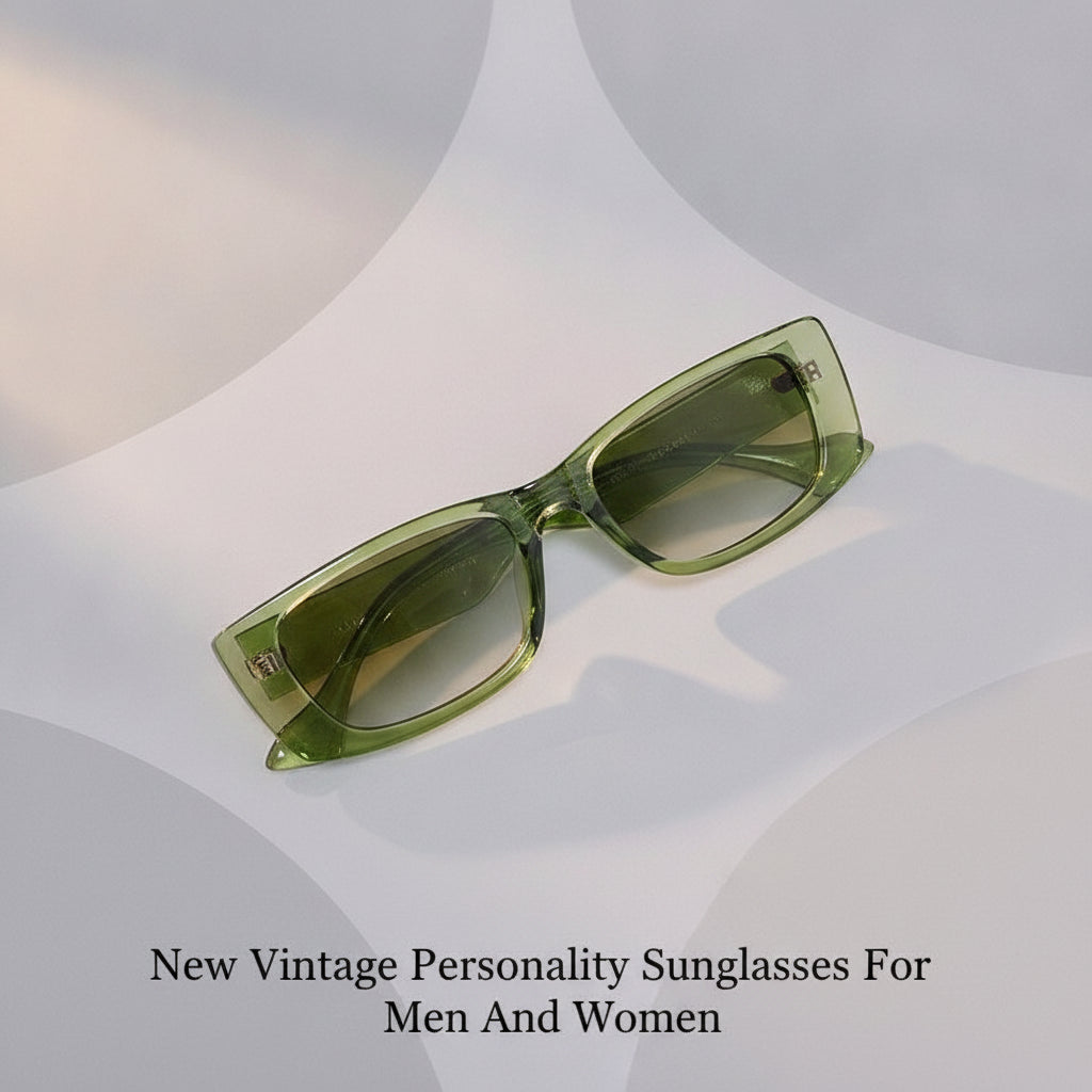 Rectangular Resin Frame Vintage Sunglasses with UV400 Lenses for Men and Women, in Transparent green
