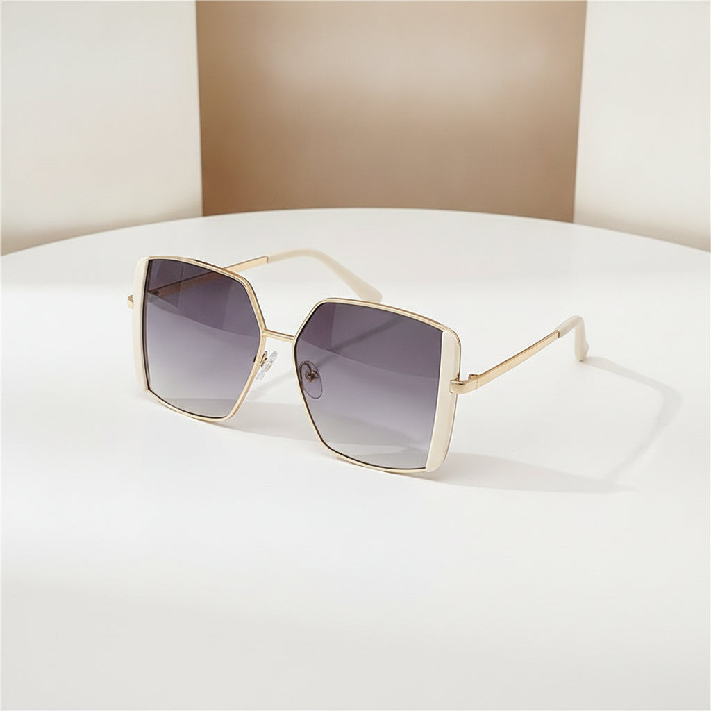 Gold Double Eyebrow Square Sunglasses for Women