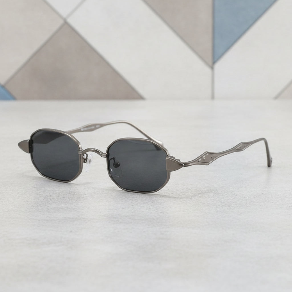 Rectangular Plastic Retro Sunglasses Frame Business All-Matching For Men And Women Sun Protection, in Gun Frame Gray Piece