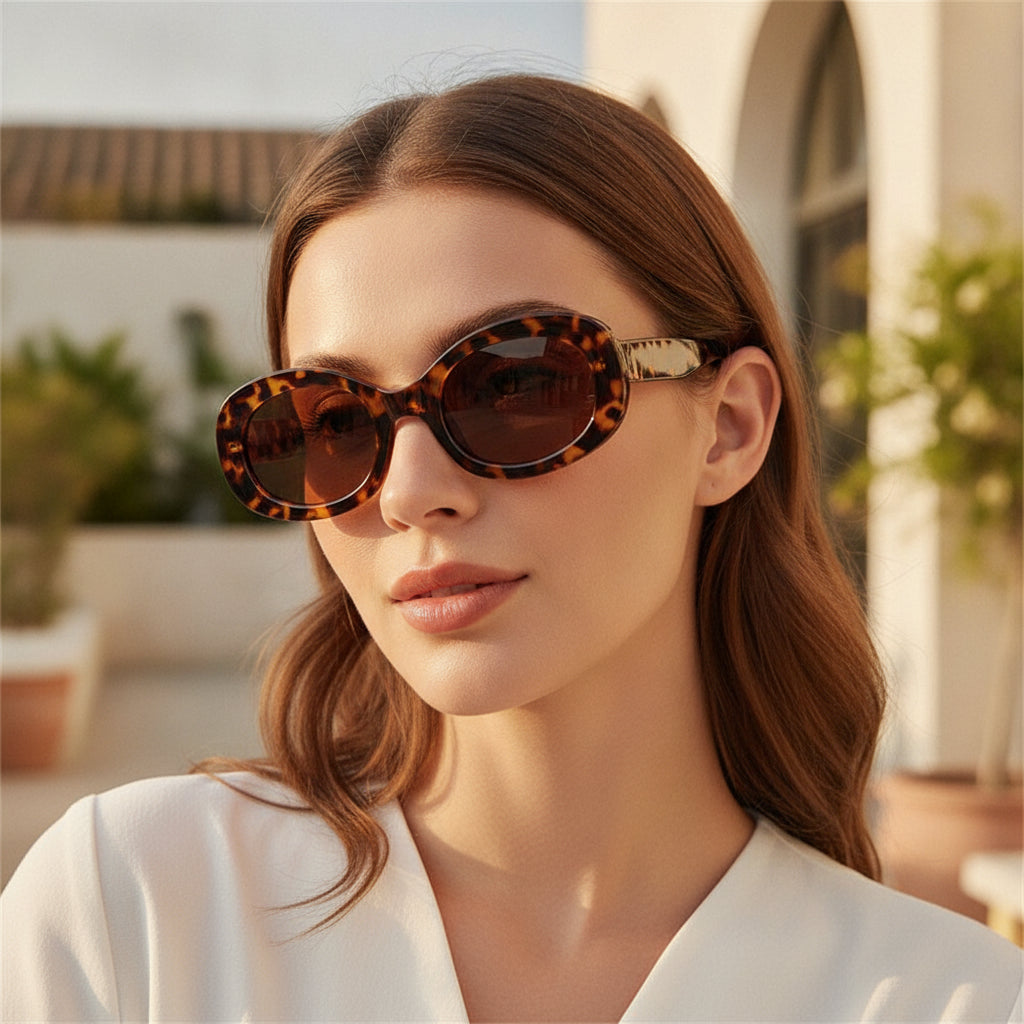 Mi Nail Fashion Personality Oversized Oval Sunglasses AC Lenses PC Frame Metal Hinge