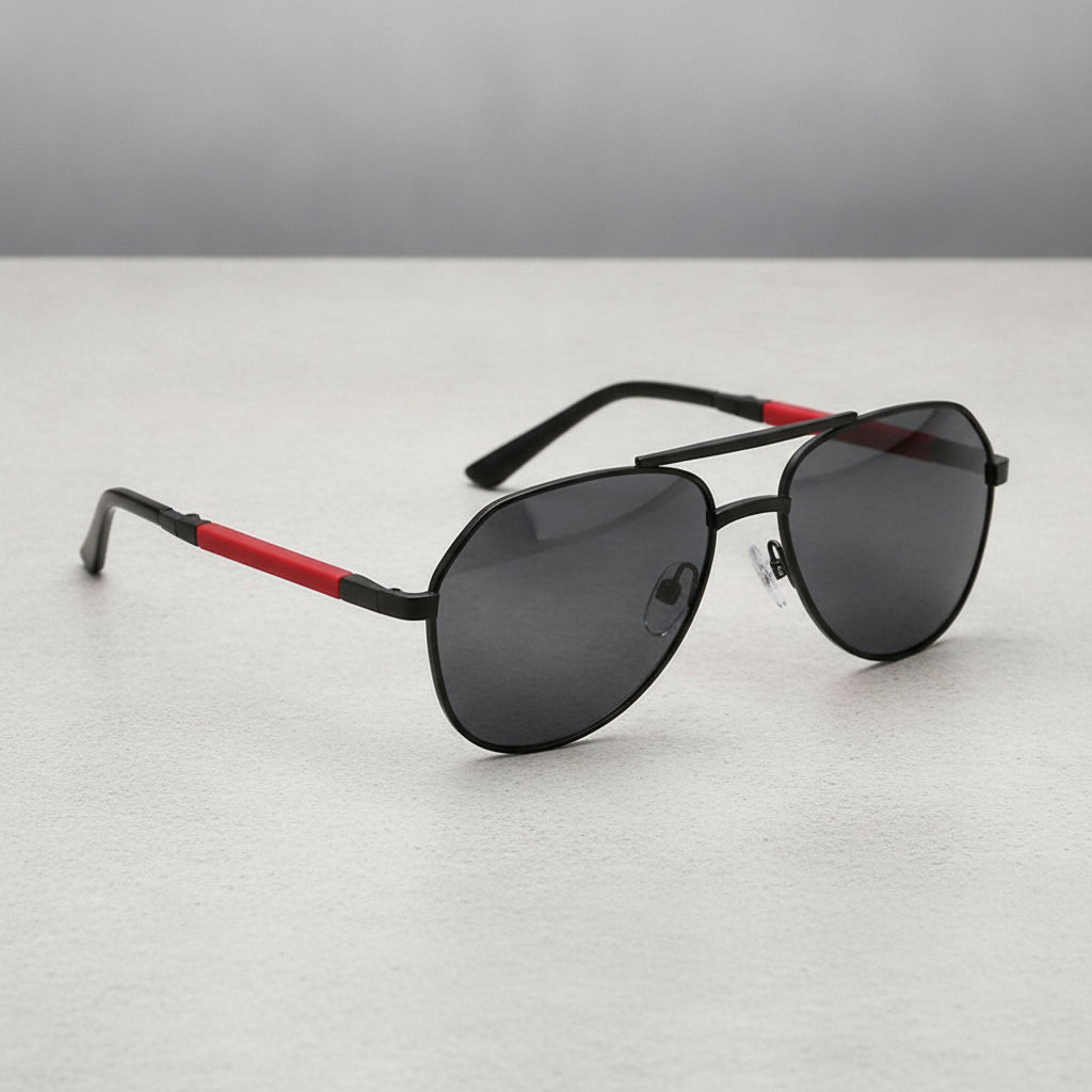 Polarized TAC Lens Folding Aviator Mirrored Sunglasses for Male Drivers and Women, in C1 black gray