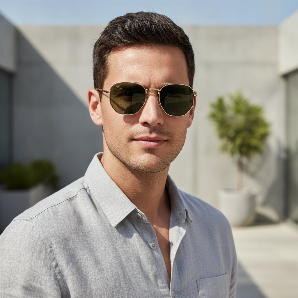 Classic Retro Square Sunglasses for Men Oversized Silver Mirrored Eyewear Design