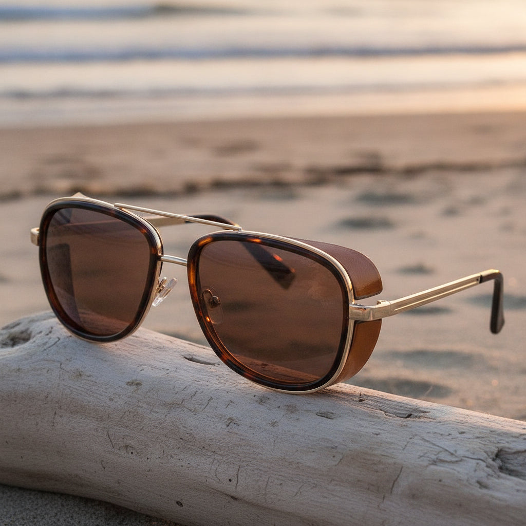 Aviator Sunglasses Mirrored Retro UV400 Protection PC Lenses Plastic Metal Frame For Men And Women, in Tea leopard