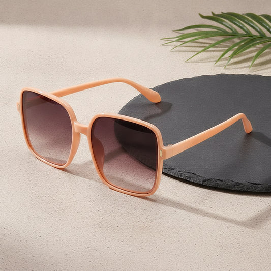 Men and Women Square Oversized Fashionable Simple Pink Sunglasses UV400 PC AC, in Pink Grey