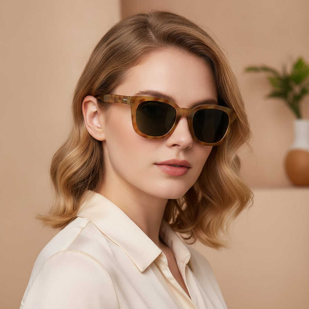 Women's Black Wayfarer Fashion Polarized TAC Lens Metal PC Frame Sunglasses