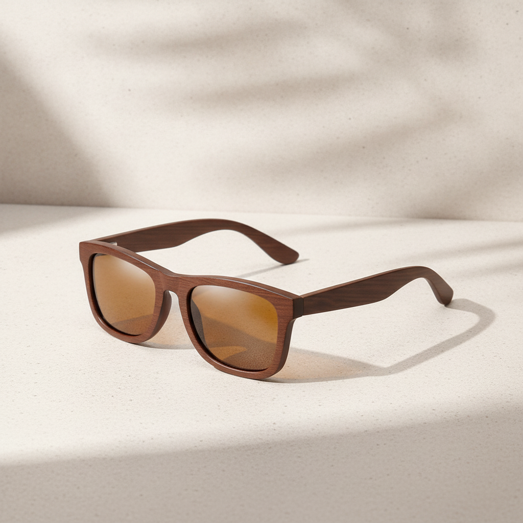 Retro Universal Wayfarer Sunglasses Bamboo Wood Polarized TAC UV400, in Tea set