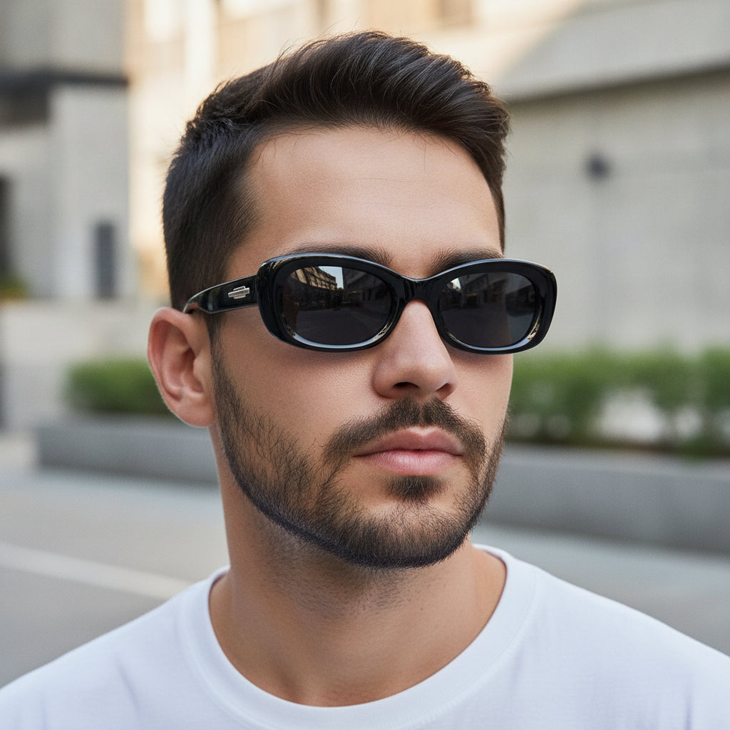 Unisex Oval Black Small Sunglasses UV400 AC Lens PC Frame Hip Hop Netflix Fashion Eyewear