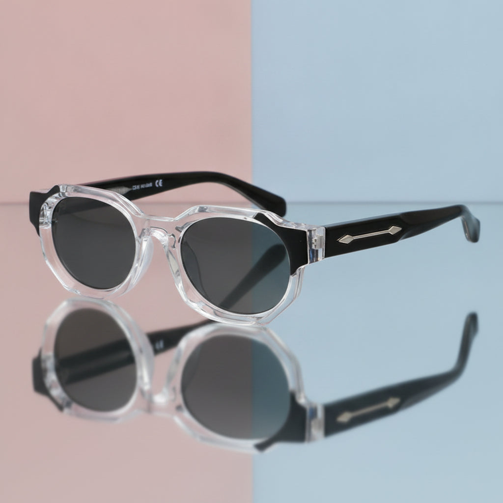 Unisex Oversized Square Full Frame PC Sunglasses UV380 for Driving, in Clear / Smoke