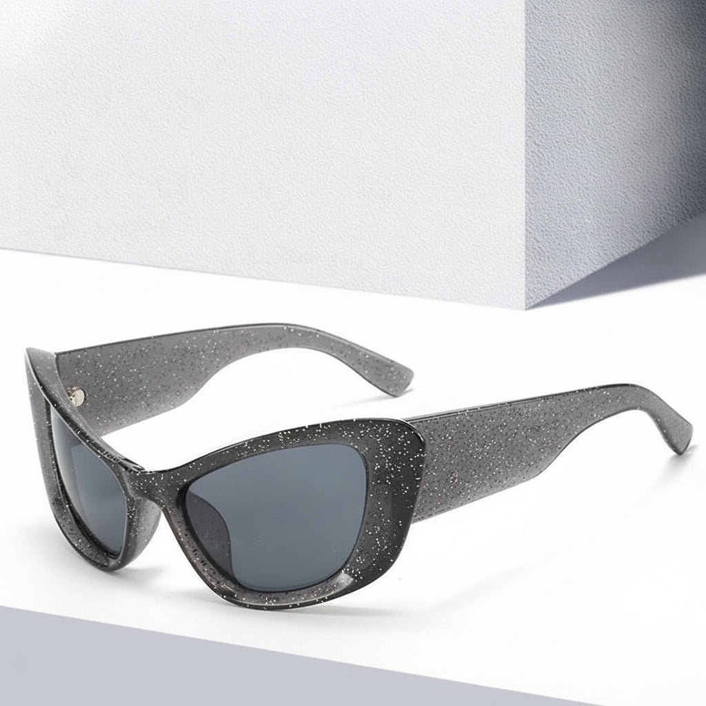 Women's Stylish Oversized Blue Cat Eye Sunglasses PC UV400 for Outdoor Protection