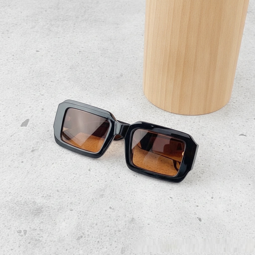 Rectangular Oversized PC Sunglasses Unisex Fashion Outdoor Sports, in Black Frame Dried