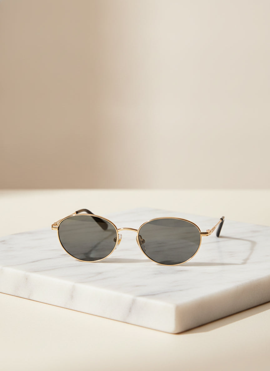 Women's Oval Sunglasses UV400 Metal Frame with AC Lenses Gold Tortoiseshell Design