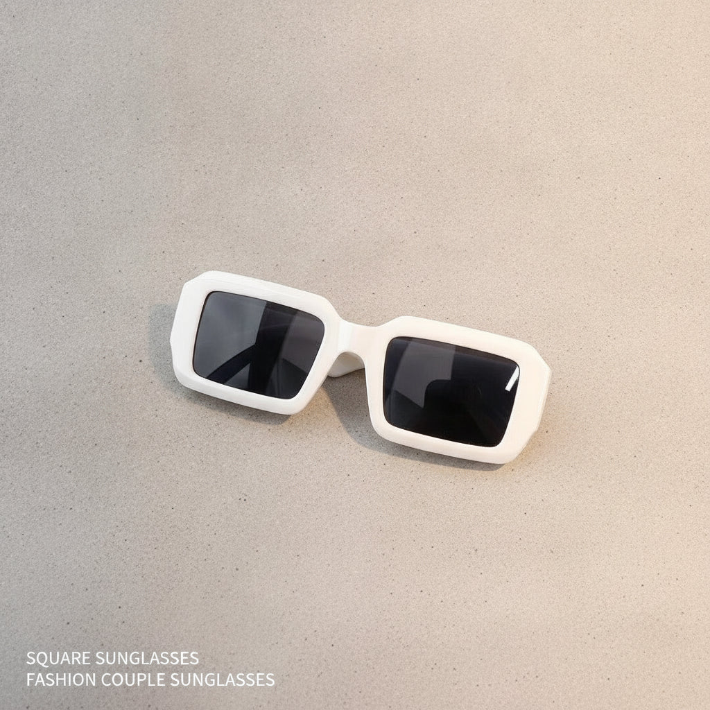 Rectangular Oversized PC Sunglasses Unisex Fashion Outdoor Sports, in White Frame Gray Piece