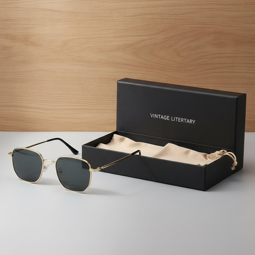 Men Women Rectangle Sunglasses UV400 Alloy PC Square Design Vintage Minimalist, in Black Grey-Style2525
