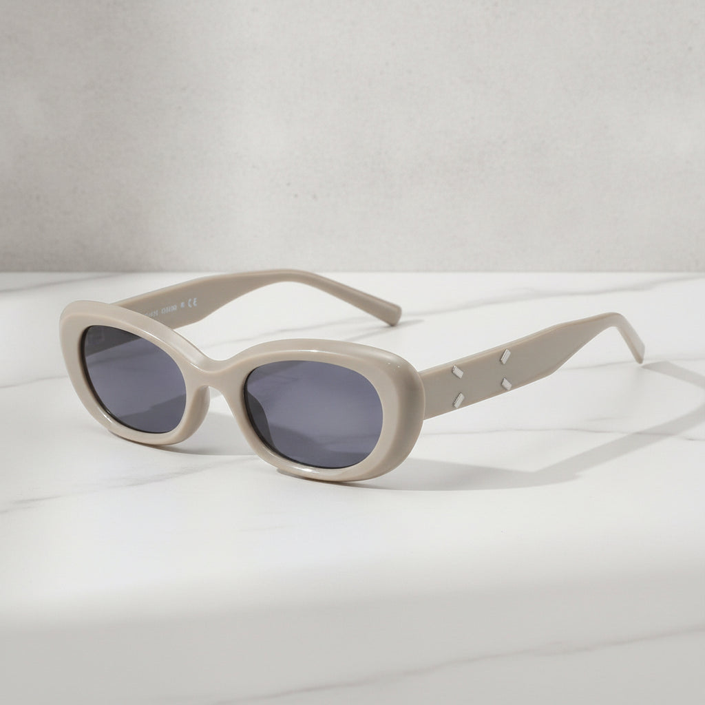 Oval Plastic Retro Streetwear Sunglasses For Men And Women Outdoor Driving, in Gray Frame Black Film