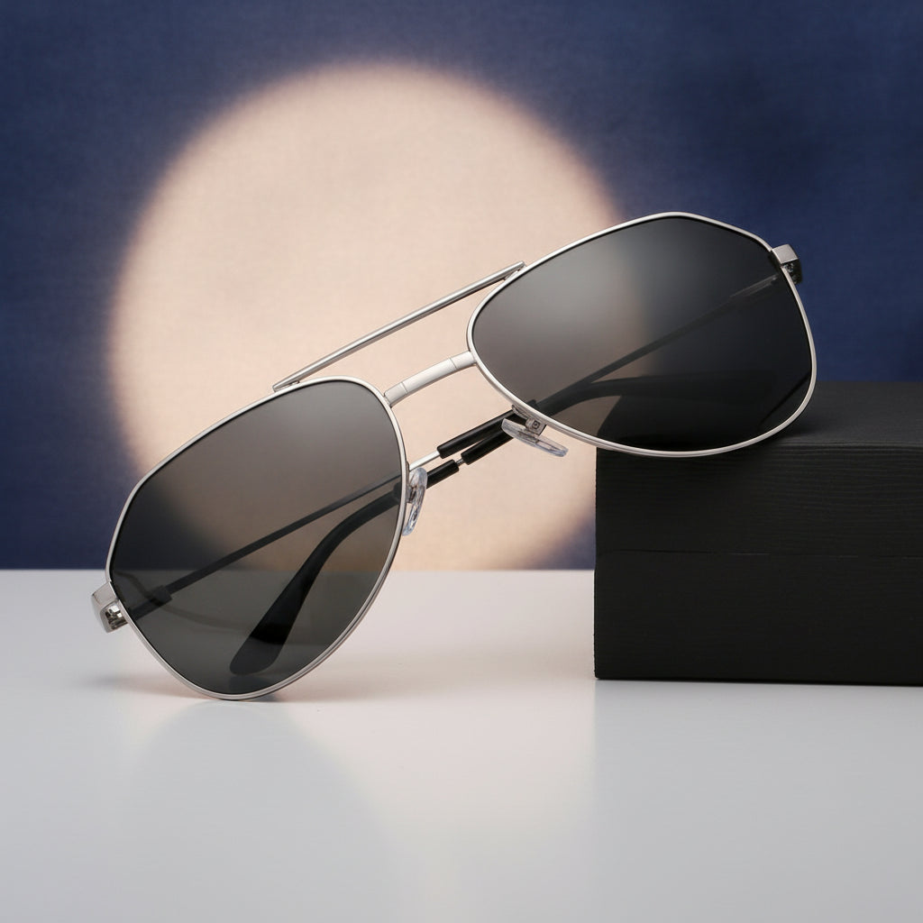 Polarized TAC Lens Folding Aviator Mirrored Sunglasses for Male Drivers and Women, in C2 gun gray