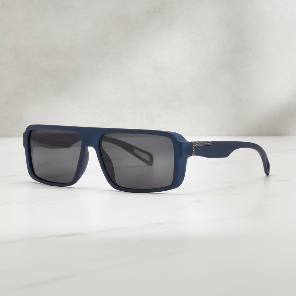 Men's Polarized Rectangular Oversized Sunglasses UV Protection Outdoor Fashion, in Elastic Paint-Sand Blue Gray Sheet