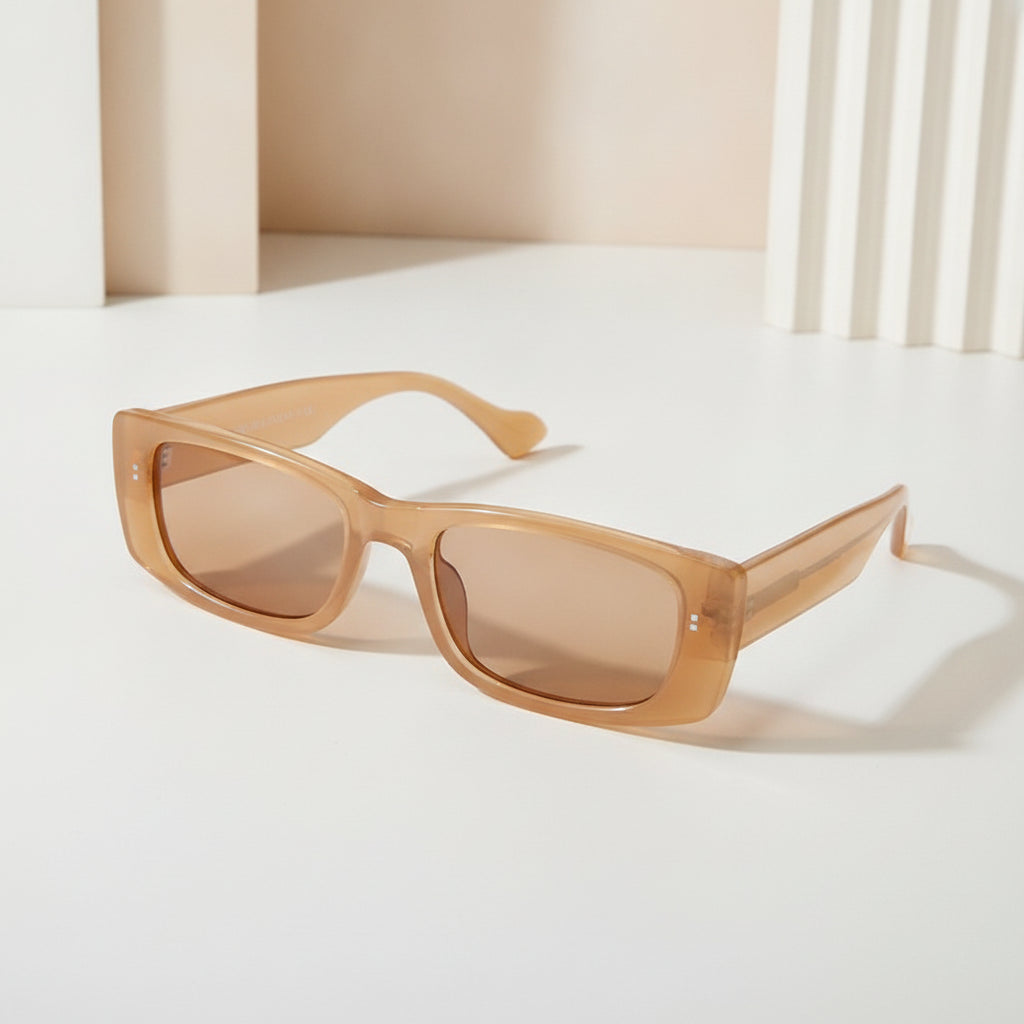 Rectangular Resin Frame Vintage Sunglasses with UV400 Lenses for Men and Women, in Jelly tea