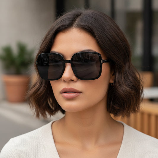 Black Rice Nail Oversized Square Sunglasses