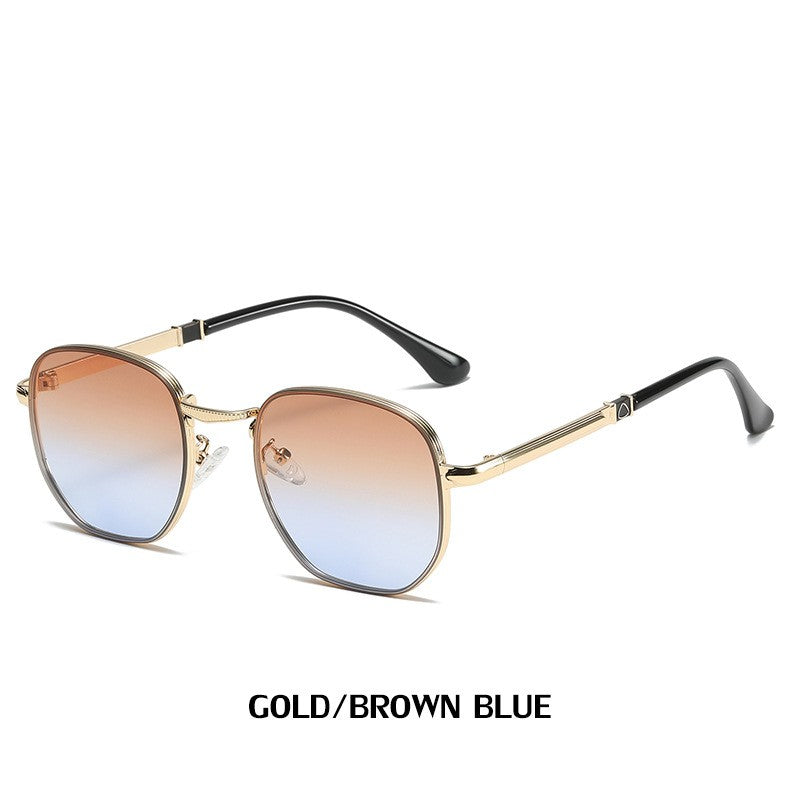 Men's Gold Oversized Aviator Sunglasses Gradient Lenses Providing UV400 Protection