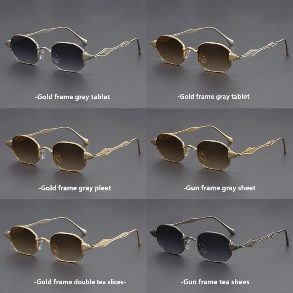 Rectangular Plastic Retro Sunglasses Gold Frame Business All-Matching For Men And Women Sun Protection