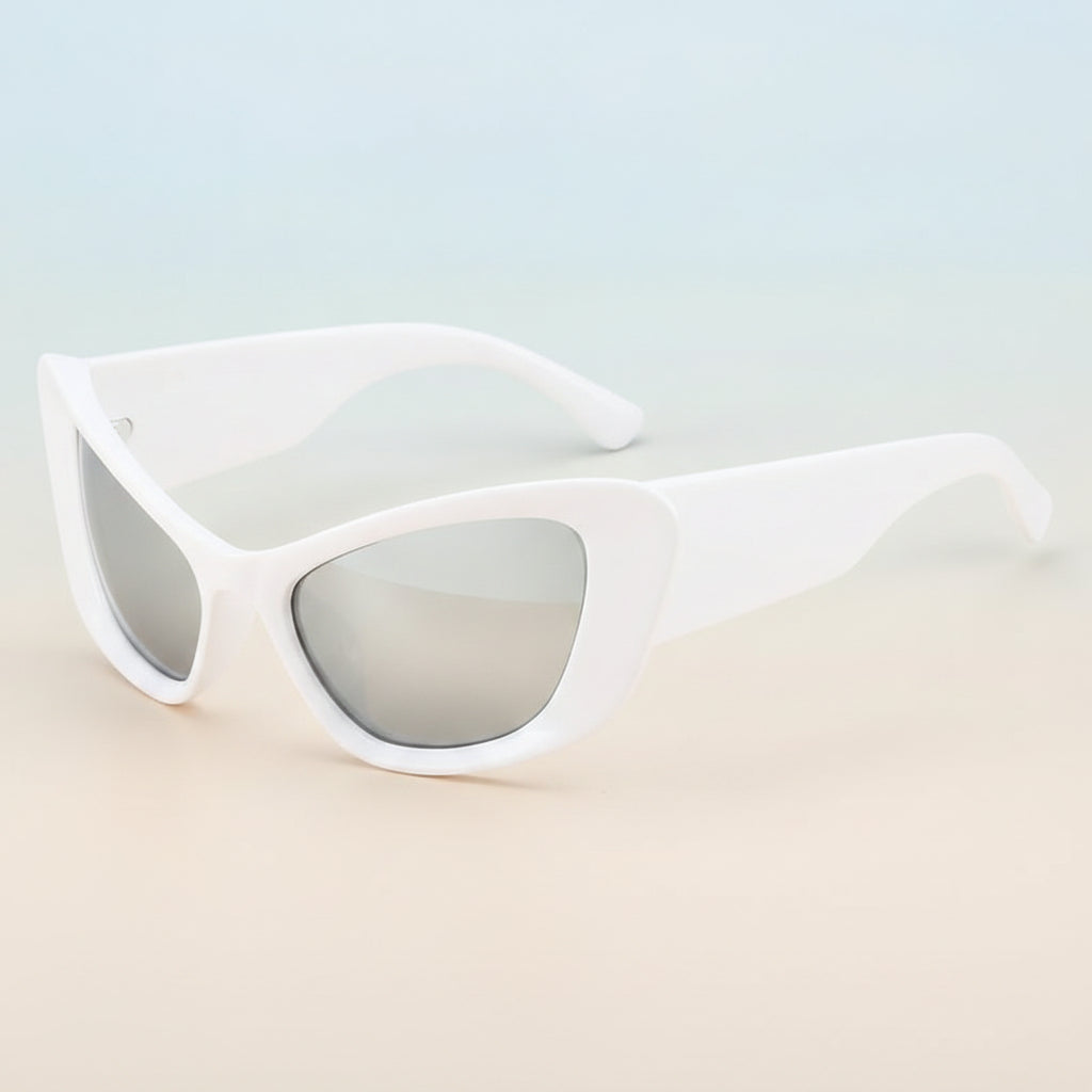 Women's Stylish Oversized Cat Eye Sunglasses PC UV400 for Outdoor Protection, in C7 White Frame