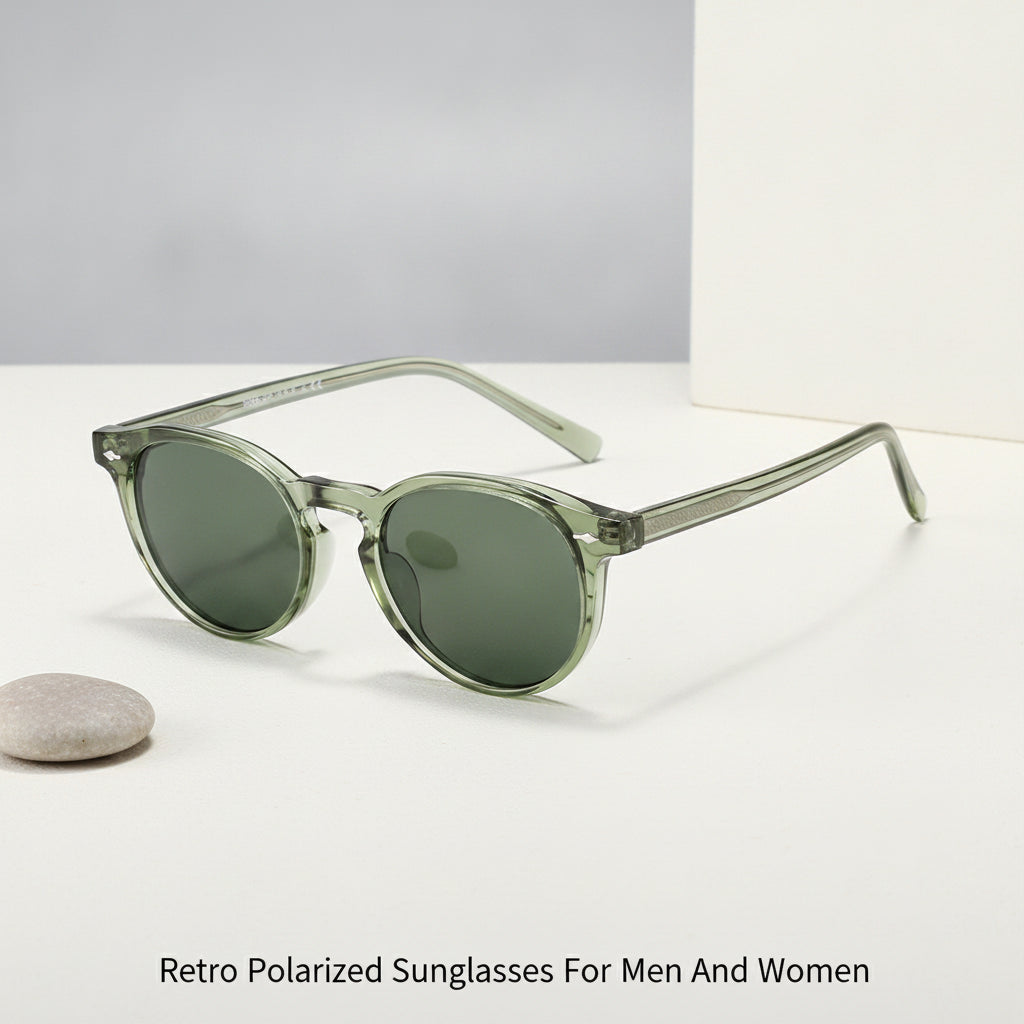 Unisex Round Retro Plastic Polarized UV Protection Sunglasses with CAP Hinge for Driving Outdoor Sports, in Translucent