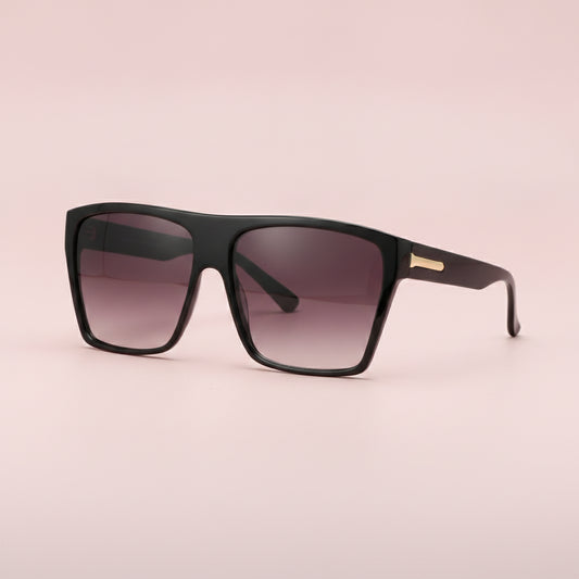 Oversized Rectangular Black Gradient Sunglasses with AC Lenses PC Frames for Personalized Fashion Travel