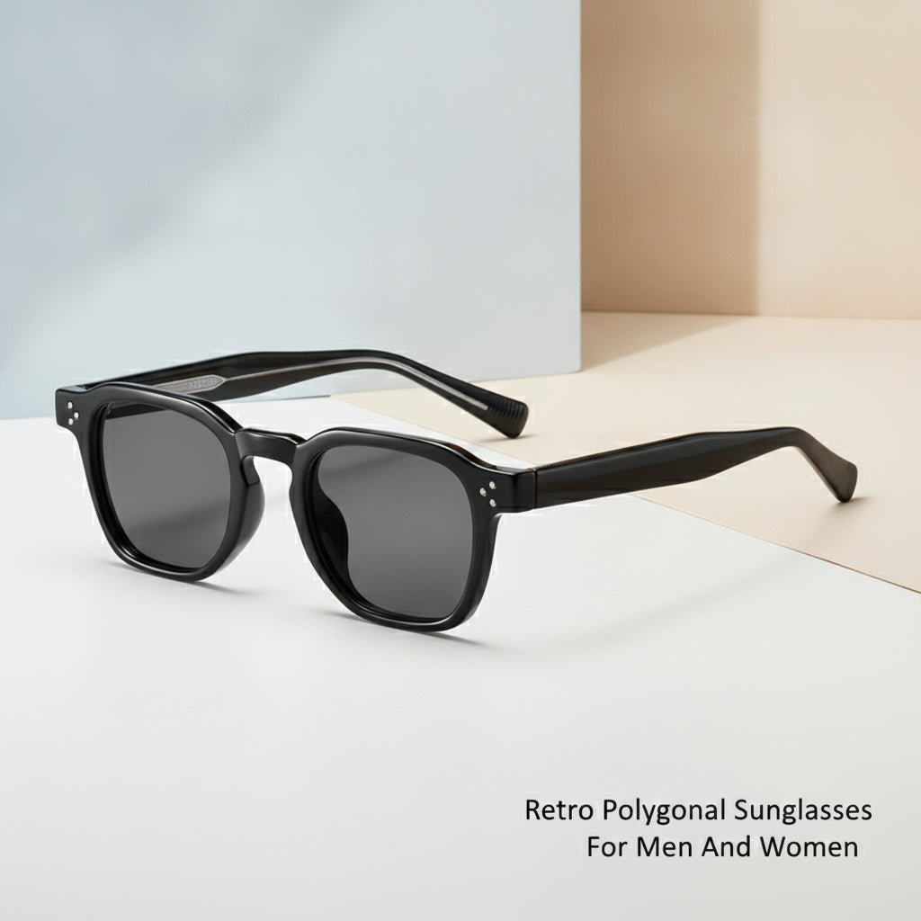 Rectangular TR90 Retro Sunglasses UV400 Protection for Men and Women Outdoor Daily Wear, in Black Frame Gray Lens