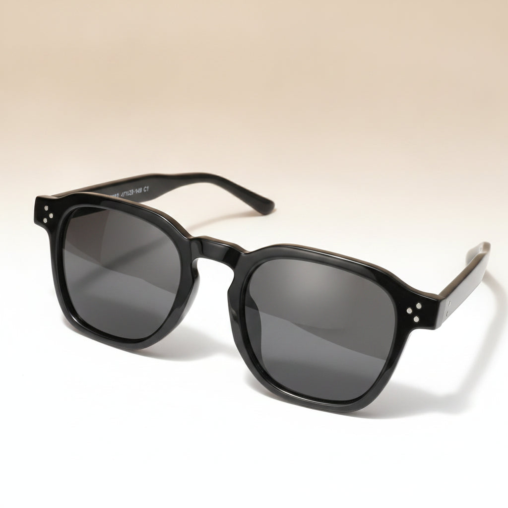 Black Rectangular TR90 Retro Sunglasses UV400 Protection for Men and Women Outdoor Daily Wear