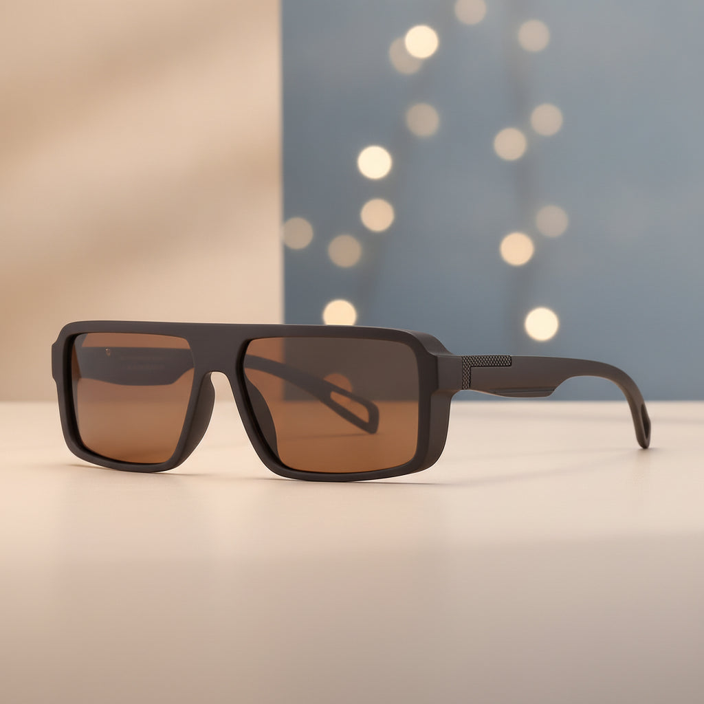 Men's Polarized Rectangular Oversized Sunglasses UV Protection Outdoor Fashion, in Elastic Paint-Satay Dried