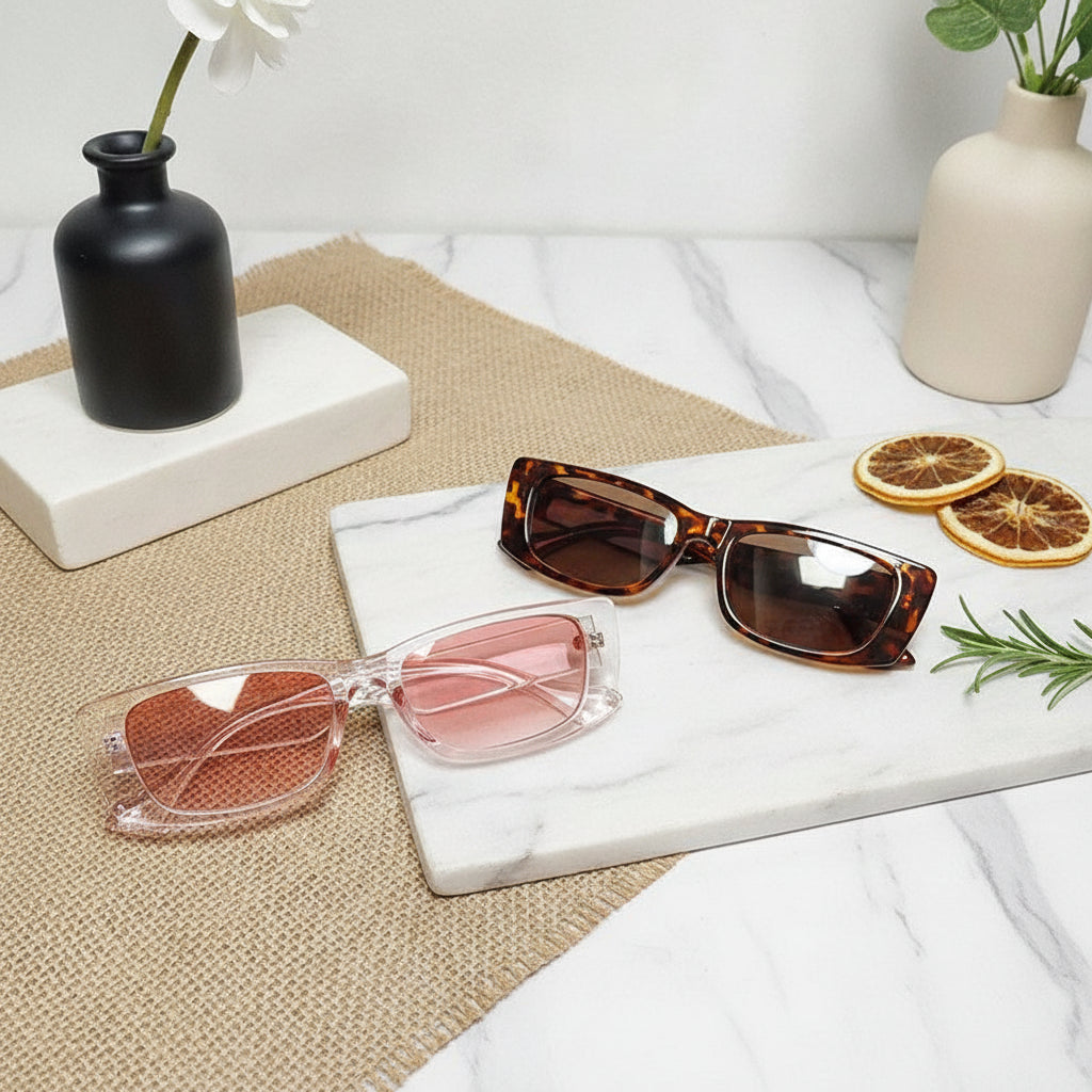 Rectangular Resin Frame Vintage Sunglasses with UV400 Lenses for Men and Women, in Jelly tea bean curd