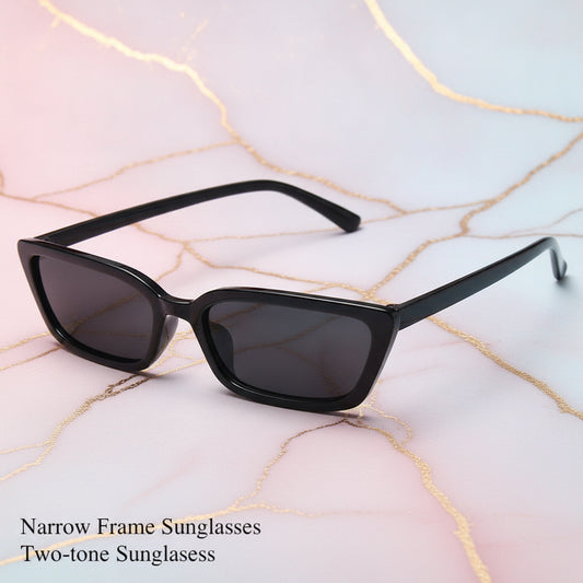 Classic Cat Eye Narrow Frame Black Two-tone Sunglasses PC Frame Resin Lenses
