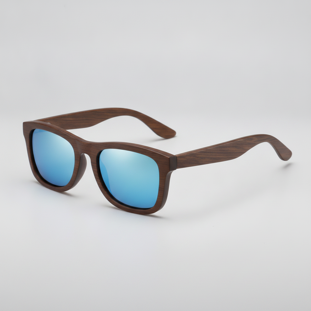 Retro Universal Wayfarer Sunglasses Bamboo Wood Polarized TAC UV400, in Blue set