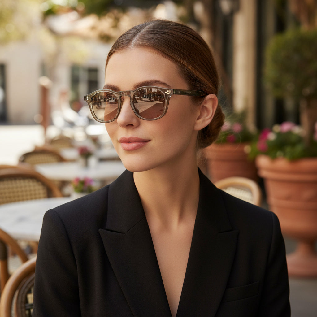 Vintage Fashion Advanced Rectangular Clear Frame Sunglasses for Street Shooting
