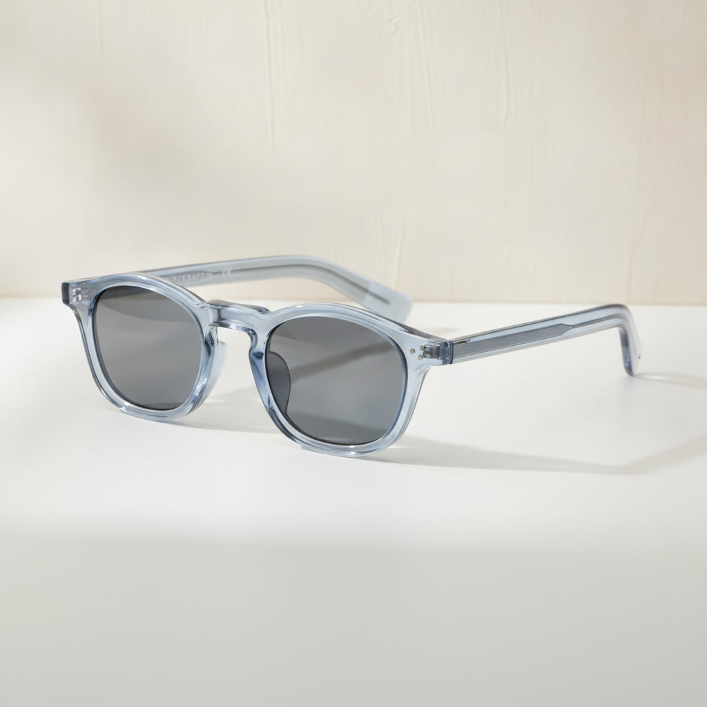 Vintage Fashion Advanced Rectangular Clear Frame Sunglasses for Street Shooting