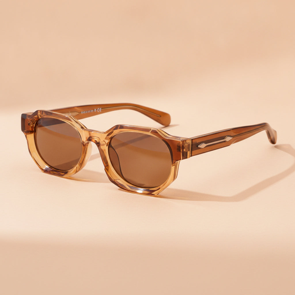 Unisex Oversized Square Full Frame PC Sunglasses UV380 for Driving, in Amber / Brown