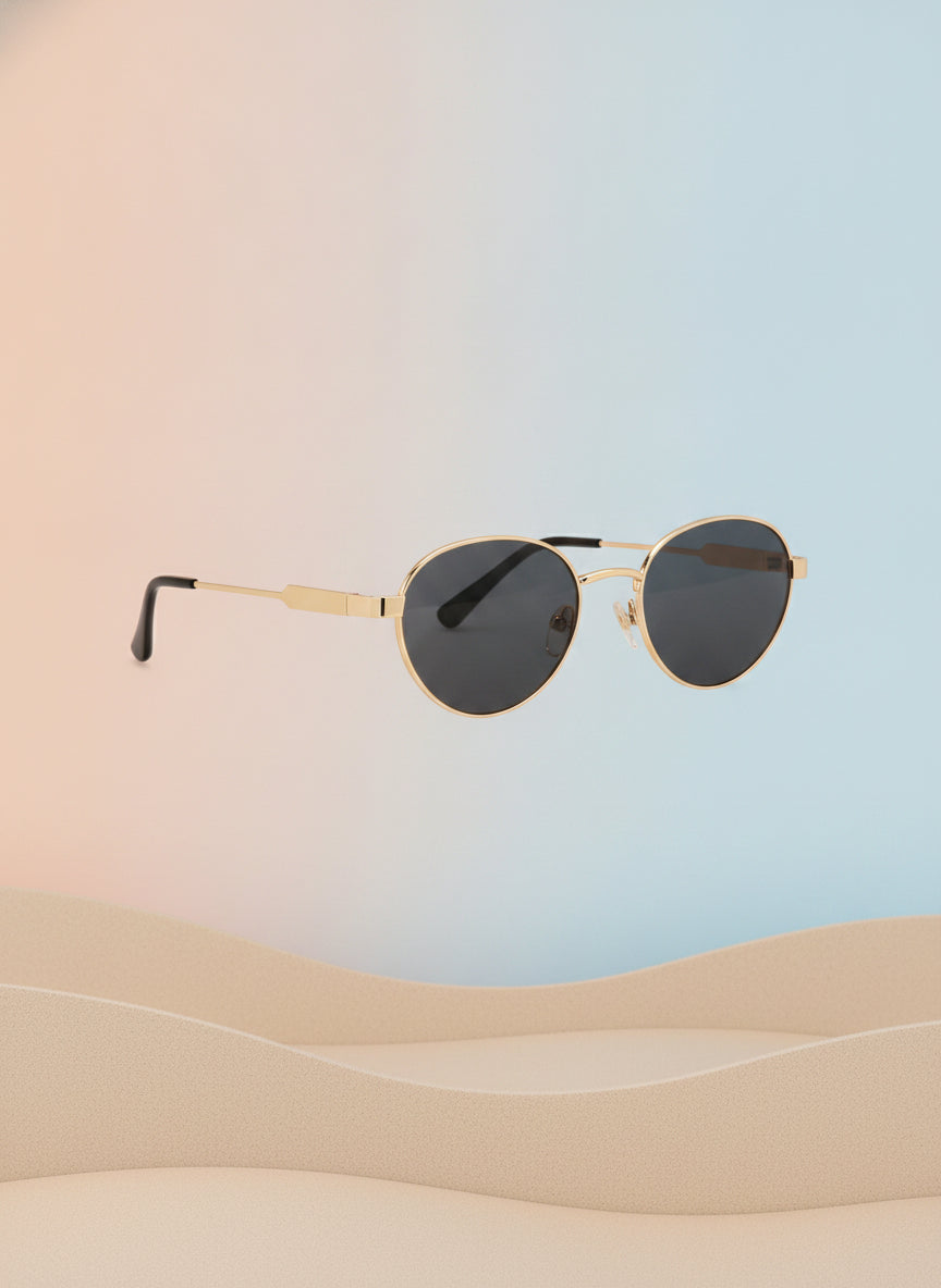Women's Oval Sunglasses UV400 Metal Frame with AC Lenses Gold Tortoiseshell Design