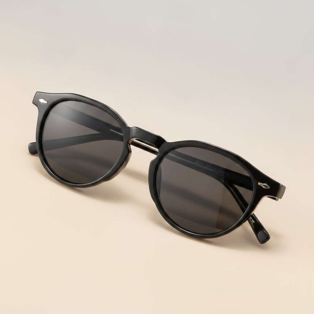Unisex Round Retro Black Plastic Polarized UV Protection Sunglasses with CAP Hinge for Driving Outdoor Sports
