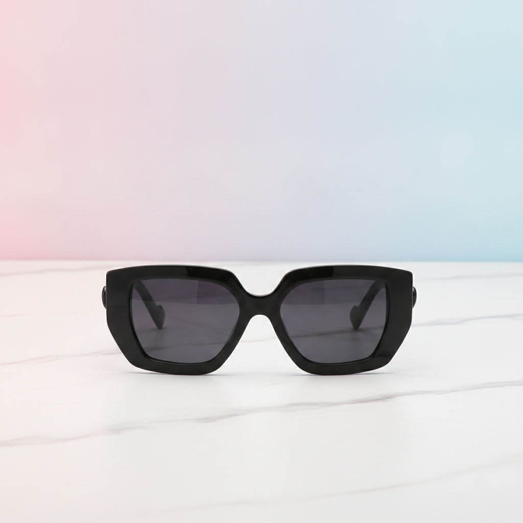 Unisex Rectangular Oversized Pink Sunglasses with PC Frame AC Lens Thick Edge Modern Retro Style