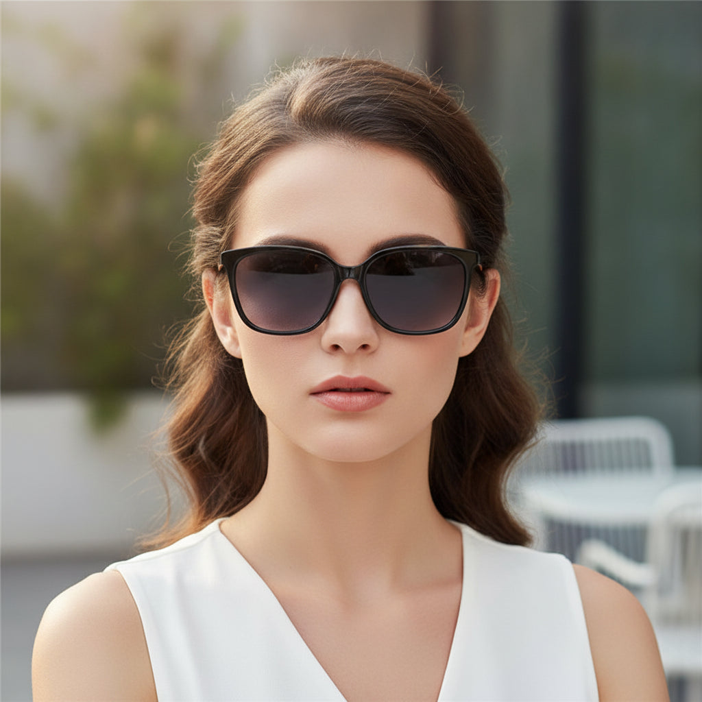 Black Rectangular TR90 Retro Sunglasses UV400 Protection for Men and Women Outdoor Daily Wear