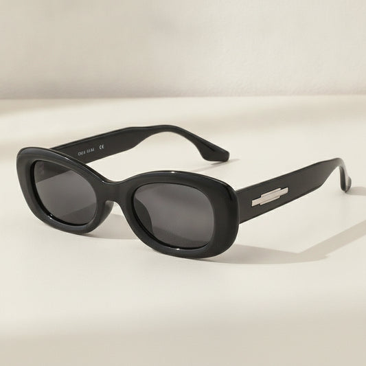 Unisex Oval Black Small Sunglasses UV400 AC Lens PC Frame Hip Hop Netflix Fashion Eyewear