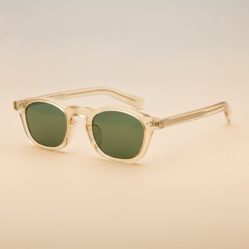 Vintage Fashion Advanced Rectangular Clear Frame Sunglasses for Street Shooting