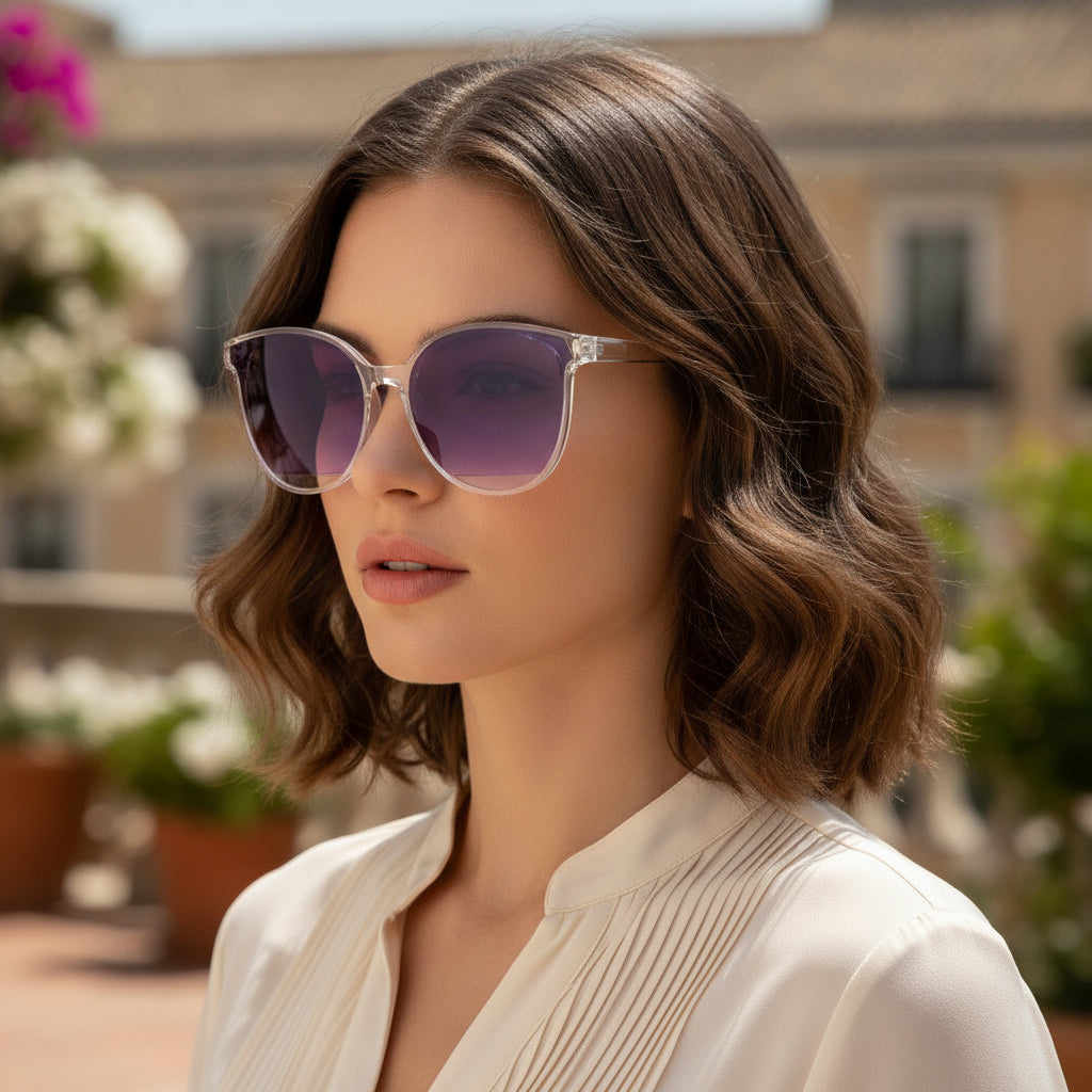 Adult Ladies Cat Eye Sunglasses with AC Lenses PC Frame for Personalized Universal Style